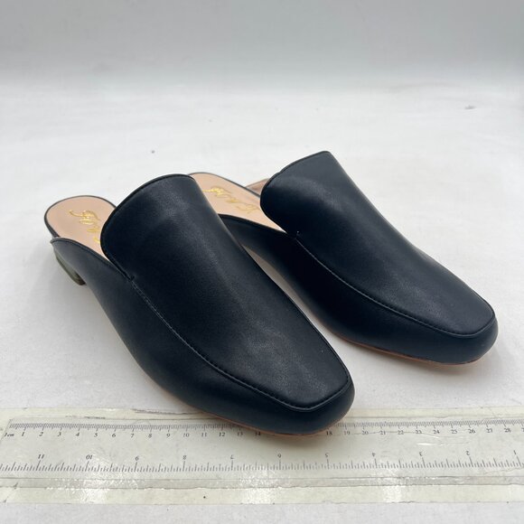 FOWT Black Walking Round Toe Low Chunky Heels Wide Width Slippers Driver Loafers - Picture 4 of 8